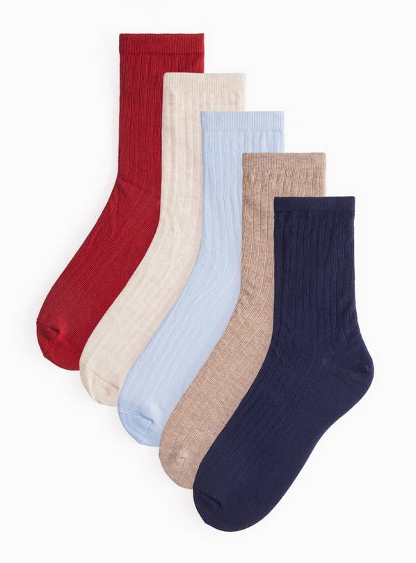 Ribbed Ankle Socks 5 Pack 6-8